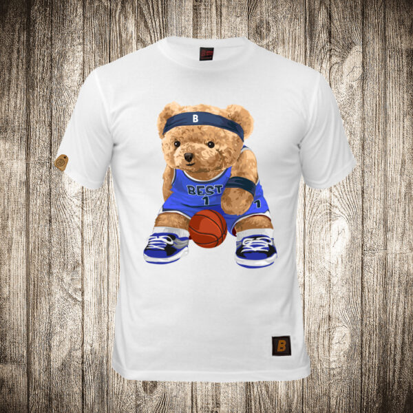 muska majica boja bela slika meda teddy bear kosarkas 1