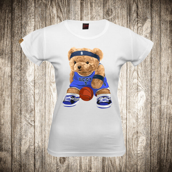 zenska majica boja bela slika meda teddy bear kosarkas 1