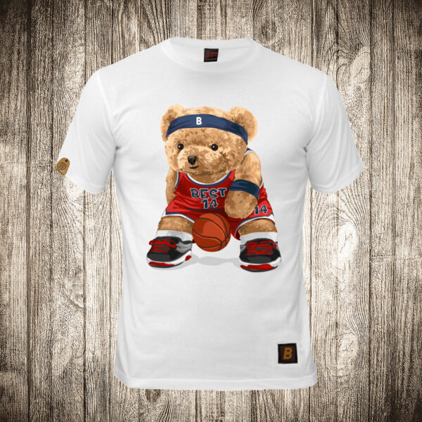 muska majica boja bela slika meda teddy bear kosarkas 2