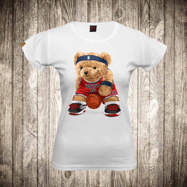 zenska majica boja bela slika meda teddy bear kosarkas 2