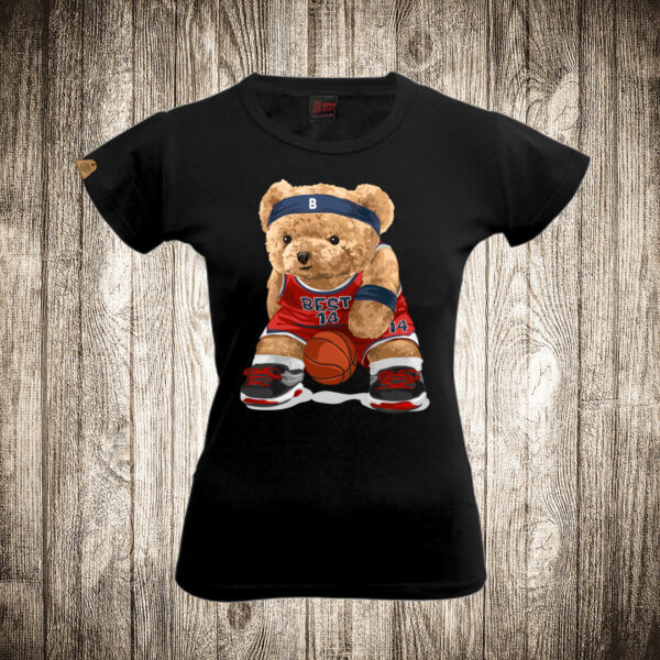 zenska majica boja crna slika meda teddy bear kosarkas 2