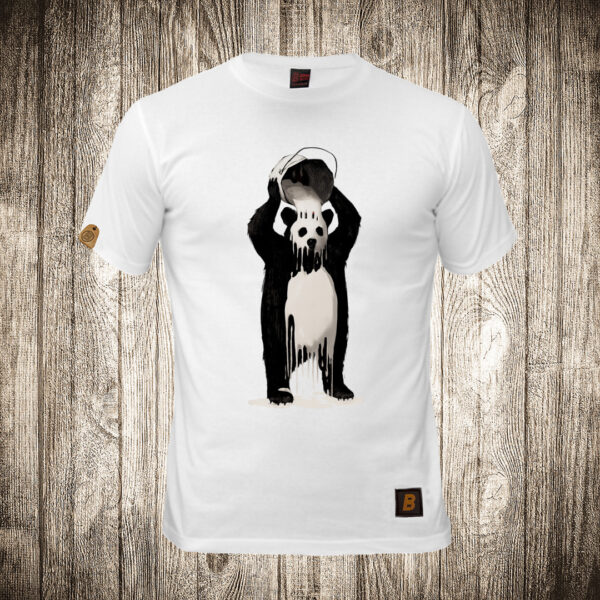 muska majica boja bela slika medved sa mlekom panda
