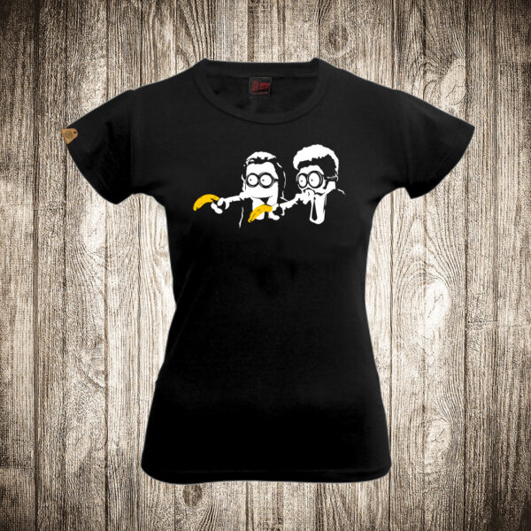 zenska majica boja crna slika minions malci kao pulp fiction