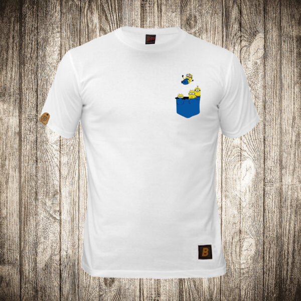 decija majica boja bela slika minionsi malci u dzepu
