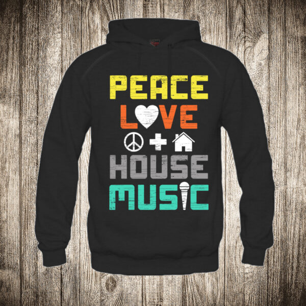 duks sa kapuljacom boja crna slika mir ljubav i haus muzikapeace love and house music