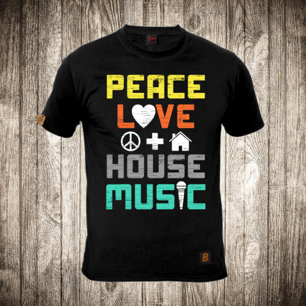 muska majica boja crna slika mir ljubav i haus muzikapeace love and house music