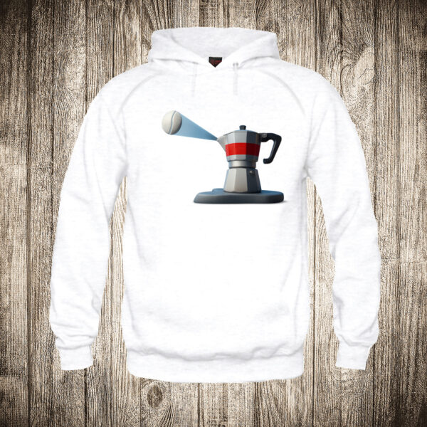 duks sa kapuljacom boja bela slika mokapot kao svetionik kafa espresso