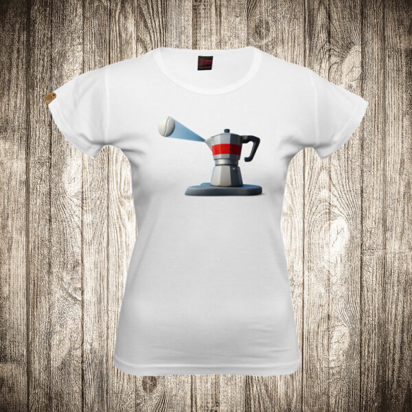zenska majica boja bela slika mokapot kao svetionik kafa espresso