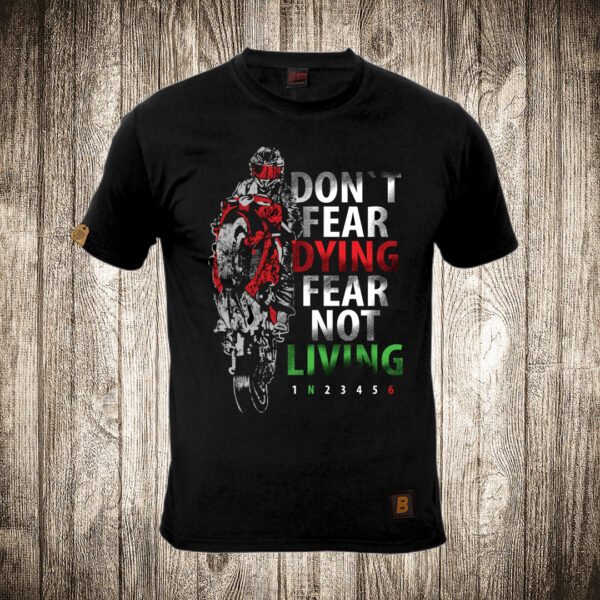 muska majica boja crna slika motor don t fear dying fear not living
