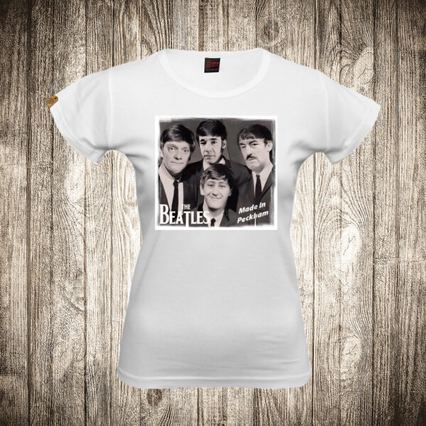 zenska majica boja bela slika mucke only fools and horses the beatles