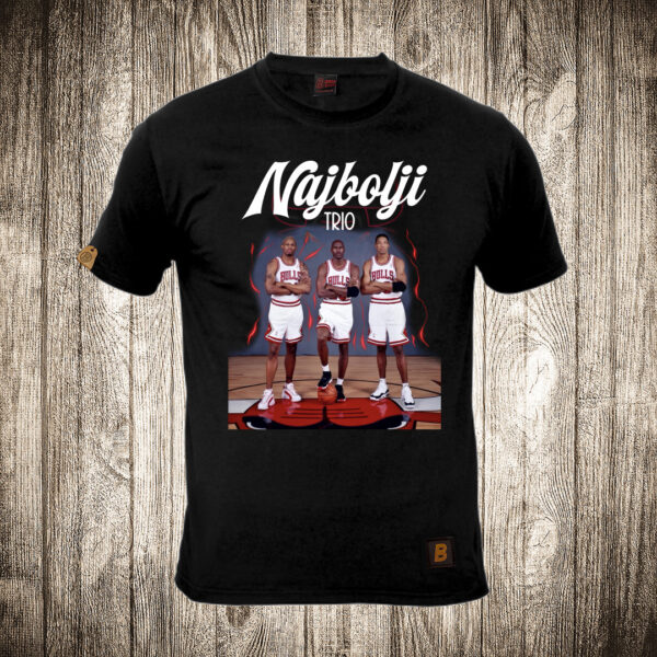 muska majica boja crna slika najbolji trio chicago bulls pippen rodman i jordan