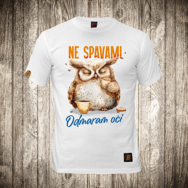 muska majica boja bela slika ne spavam odmaram oci sova