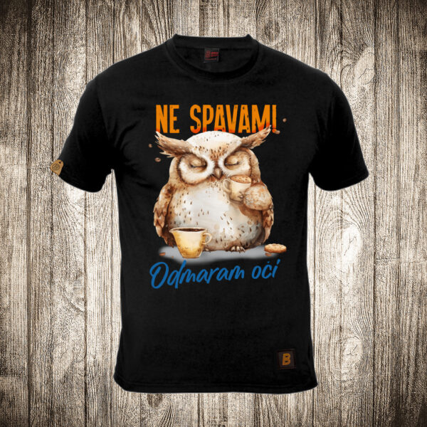 muska majica boja crna slika ne spavam odmaram oci sova