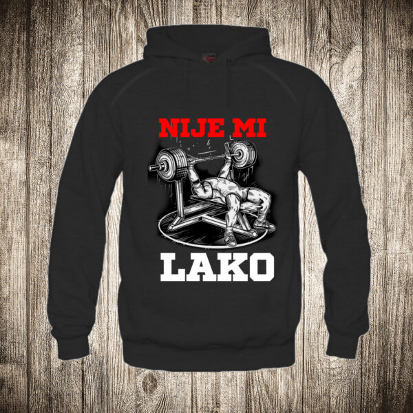 duks sa kapuljacom boja crna slika nije mi lako trening bilder teretana