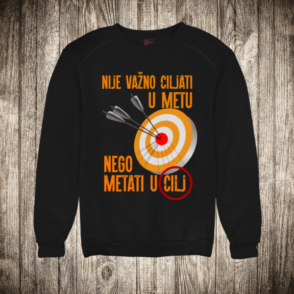 duks bez kapuljace boja crna slika nije vazno ciljati u metu nego metati u cilj
