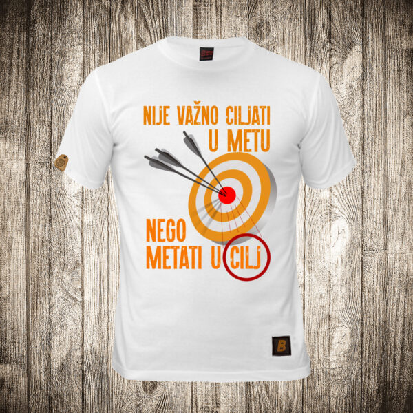muska majica boja bela slika nije vazno ciljati u metu nego metati u cilj