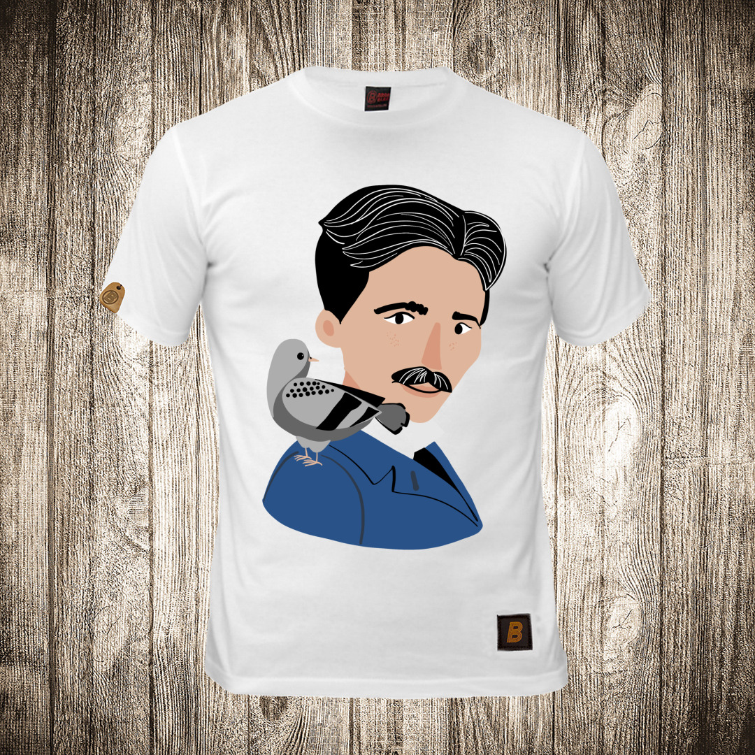 Muška majica bele boje sa motivom Nikola Tesla 14 muska majica boja bela slika nikola tesla 14