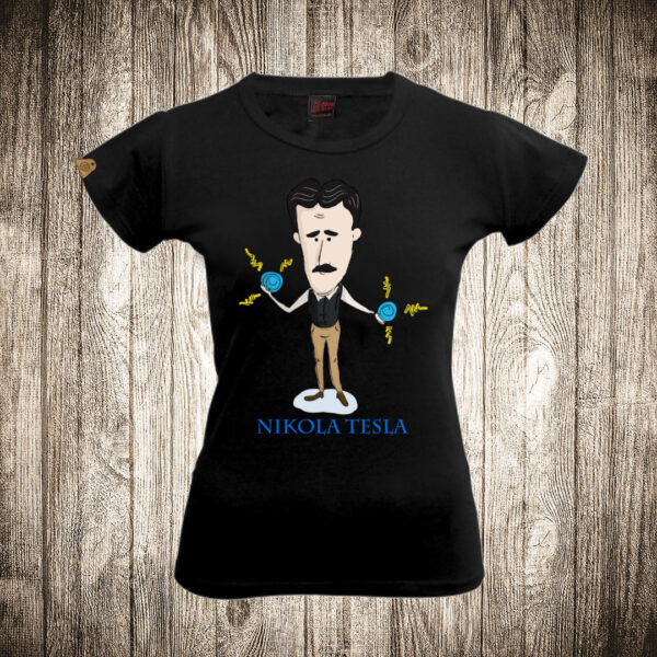 zenska majica boja crna slika nikola tesla 5