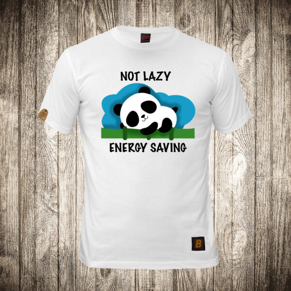 muska majica boja bela slika not lazy energy saving panda