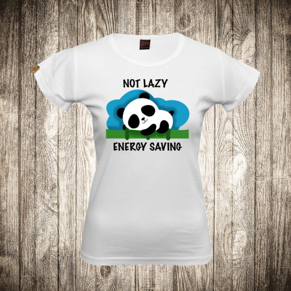 zenska majica boja bela slika not lazy energy saving panda