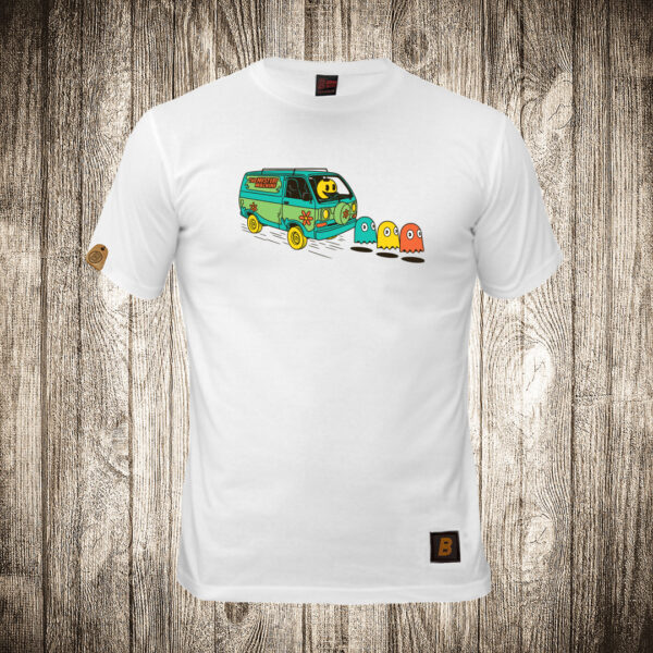 decija majica boja bela slika pac man kombi skubi du