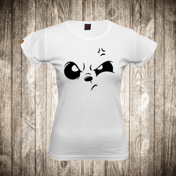 zenska majica boja bela slika panda konture lica