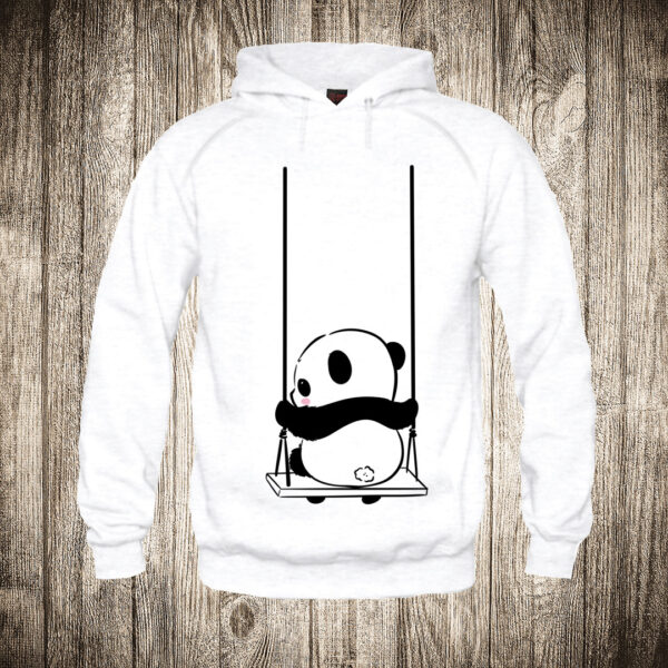 duks sa kapuljacom boja bela slika panda na ljuljasci