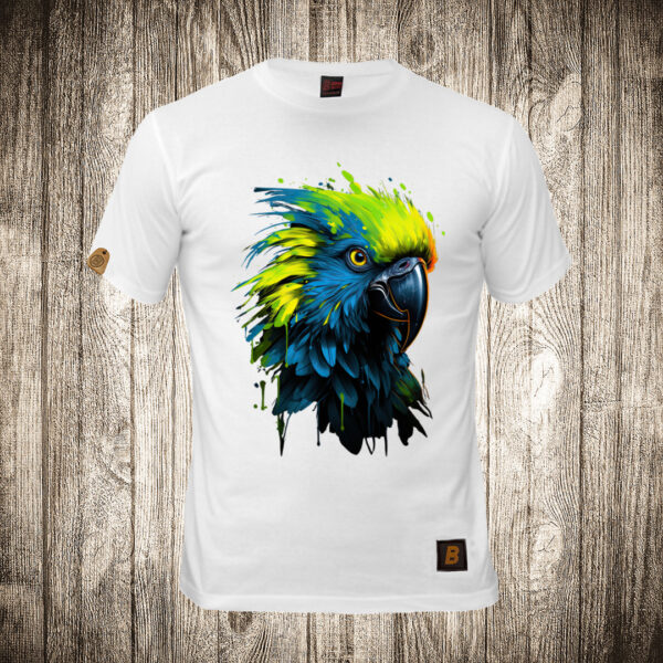 muska majica boja bela slika papagaj multikolor
