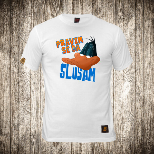 decija majica boja bela slika patak daca pravim se da slusam