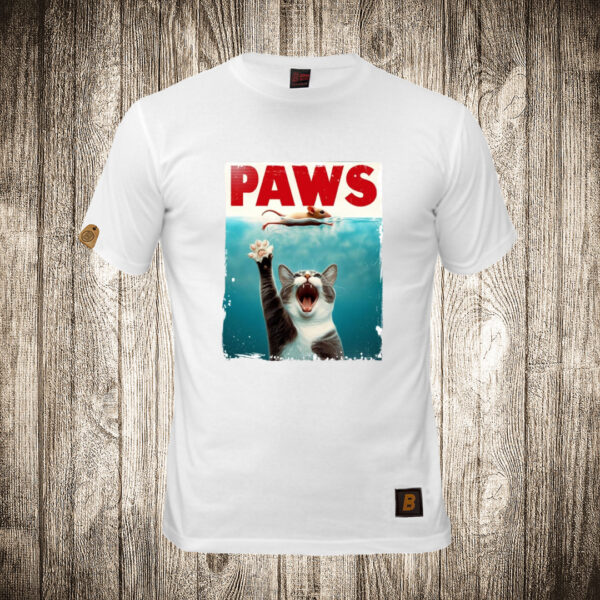decija majica boja bela slika paws jaws macka i mis
