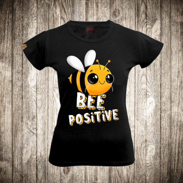 zenska majica boja crna slika pcela bee positive
