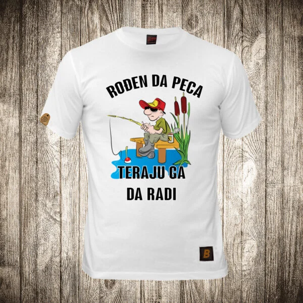muska majica boja bela slika pecanje 3 rodjen da peca