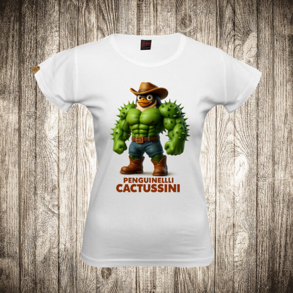 zenska majica boja bela slika penguinelli cactussini brain rot