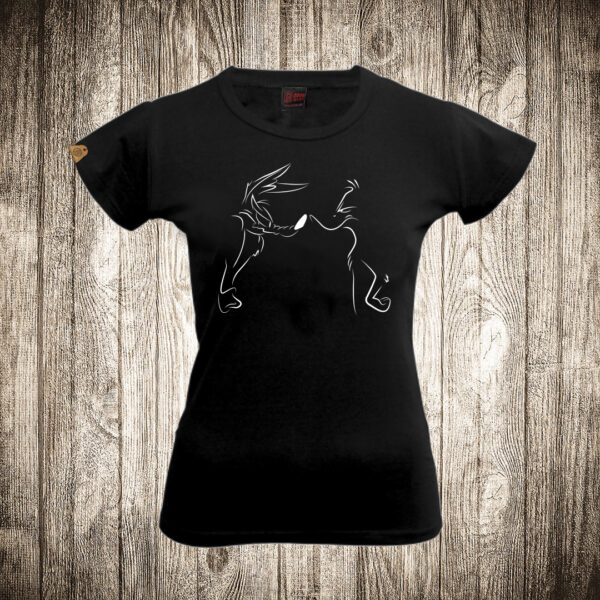zenska majica boja crna slika pera kojot i patak daca