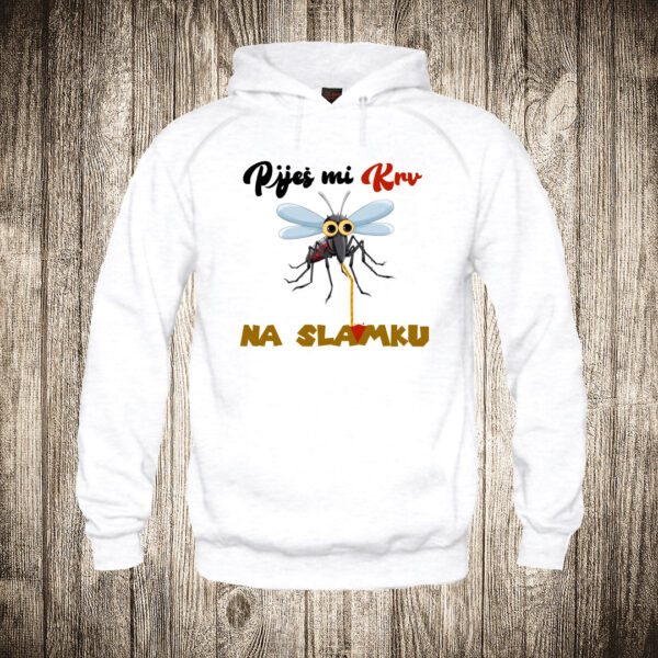 deciji duks boja bela slika pijes mi krv na slamku komarac