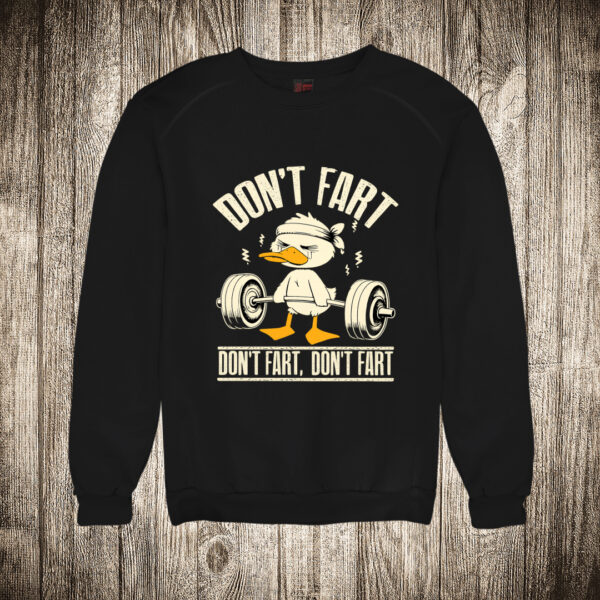 duks bez kapuljace boja crna slika pile u teretani dont fart teretana