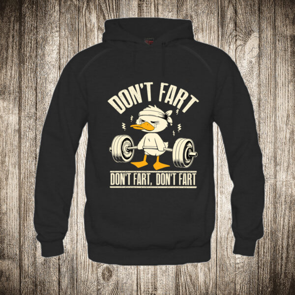 duks sa kapuljacom boja crna slika pile u teretani dont fart teretana