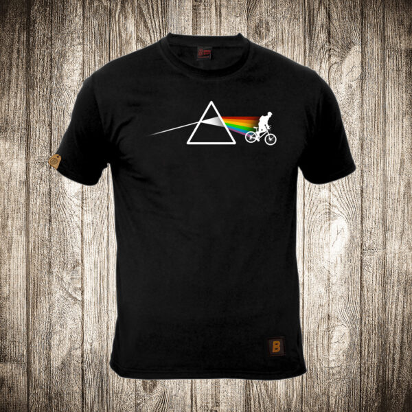 muska majica boja crna slika pink floyd i biciklista
