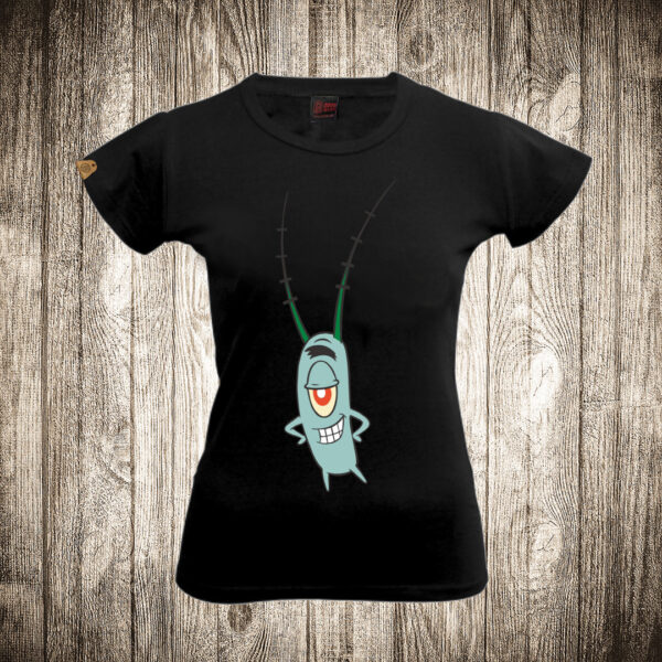 zenska majica boja crna slika plankton sundjer bob