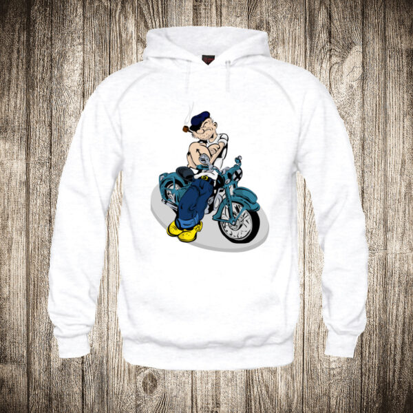deciji duks boja bela slika popaj motorista