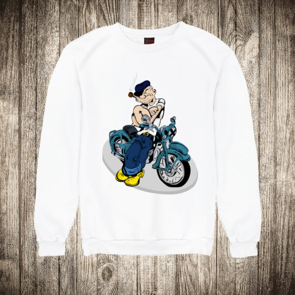 duks bez kapuljace boja bela slika popaj motorista