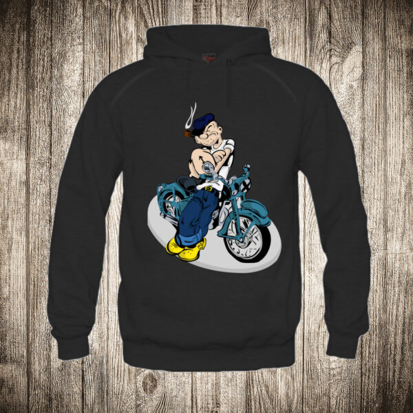 duks sa kapuljacom boja crna slika popaj motorista