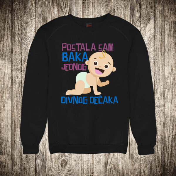 duks bez kapuljace boja crna slika postala sam baka jednog divnog decaka rodjenje deteta