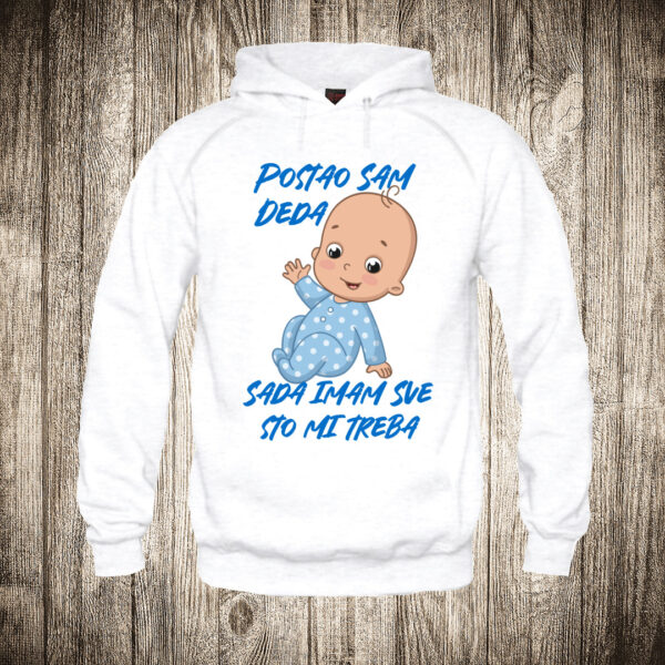 deciji duks boja bela slika postao sam deda sada imam sve sto mi treba rodjenje deteta