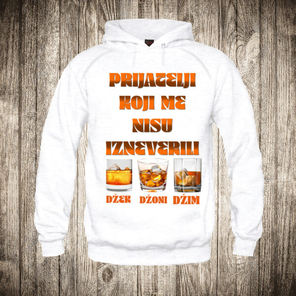 duks sa kapuljacom boja bela slika prijatelji koji me nisu izneverili viski