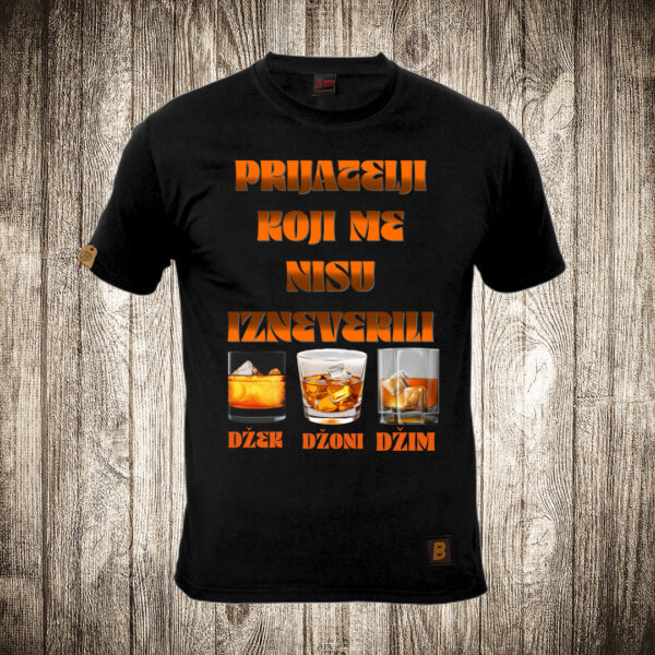 muska majica boja crna slika prijatelji koji me nisu izneverili viski