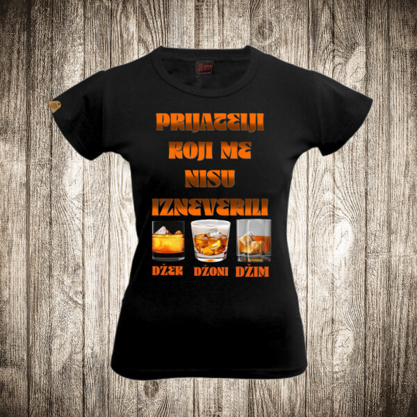 zenska majica boja crna slika prijatelji koji me nisu izneverili viski