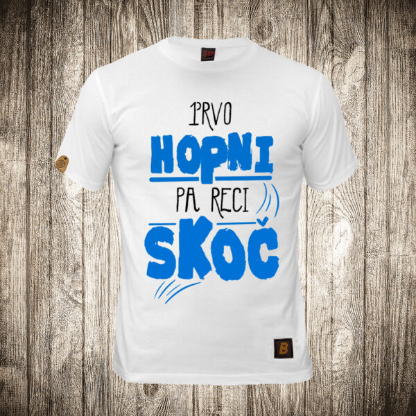 muska majica boja bela slika prvo hopni pa reci skoc