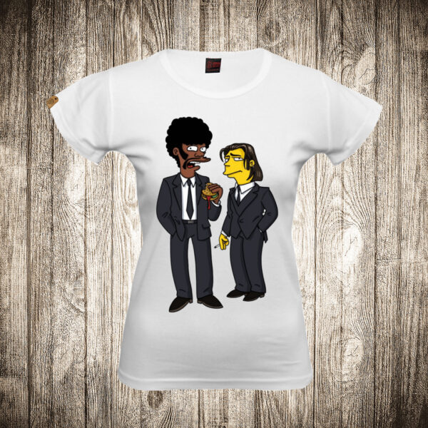 zenska majica boja bela slika pulp fiction petparacke price kao simpsonovi