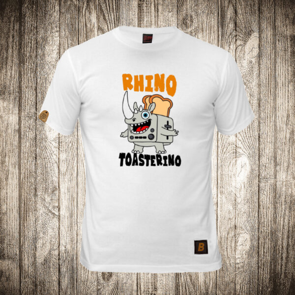 muska majica boja bela slika rhino toasterino brain rot 1